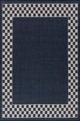 Isolated view of Navy Rectangle Zyrah Modern Checkered Indoor/Outdoor Rug, showcasing its design