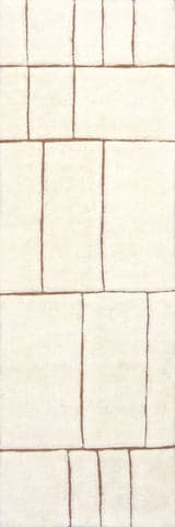 Isolated view of Cream Runner Brega Geometric New Zealand Wool Rug, showcasing its design