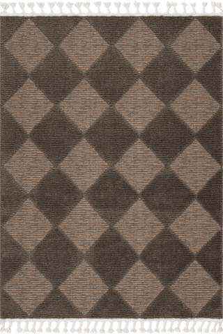 Isolated view of Brown Runner Aylin Diamond Tasseled Rug, showcasing its design