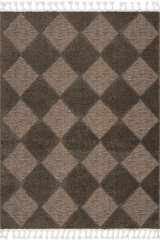 Isolated view of Brown Runner Aylin Diamond Tasseled Rug, showcasing its design