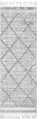 Isolated view of Grey Runner Textured Cable Trellis Tassel Rug, showcasing its design