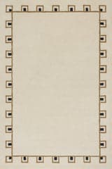 Isolated view of Ivory Rectangle Yves Bordered Wool Cozy Rug, showcasing its design