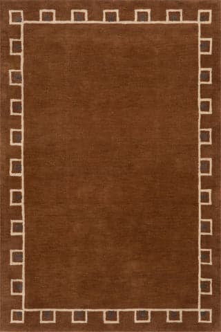 Isolated view of Golden Brown Rectangle Yves Bordered Wool Rug by Nate Berkus, showcasing its design