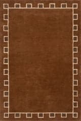 Isolated view of Golden Brown Rectangle Yves Bordered Wool Rug by Nate Berkus, showcasing its design
