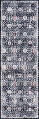 Isolated view of Navy Runner Calari Floral and Paisley Washable Rug, showcasing its design