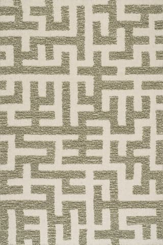 Isolated view of Green Rectangle Riel Bohemian Geometric Wool Rug, showcasing its design