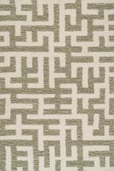 Isolated view of Green Rectangle Riel Bohemian Geometric Wool Rug, showcasing its design