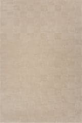 Isolated view of Cream Rectangle Minra Ribbed Checkered Plush Textured Washable Rug, showcasing its design