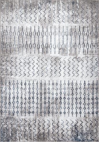 Isolated view of Blue Rectangle Penny Geometric Striped Rug, showcasing its design