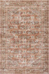 Isolated view of Rust Rectangle Nixie Floral Washable Rug, showcasing its design