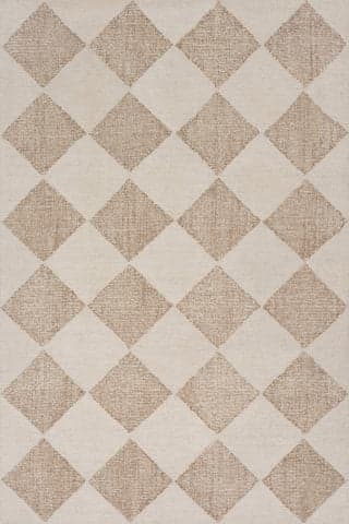 Isolated view of Ivory Rectangle Tova Tufted Diamond Rug, showcasing its design