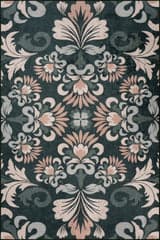 Isolated view of Green Rectangle Fayna Floral Washable Rug, showcasing its design