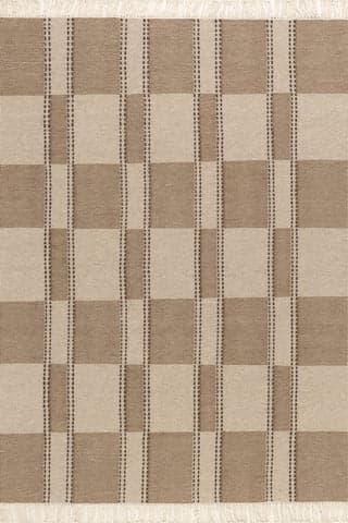 Isolated view of Beige Rectangle Corbett Fringed Wool Rug, showcasing its design