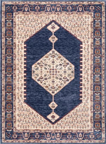 Isolated view of Blue Rectangle Alexandros Rug, showcasing its design