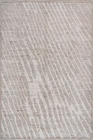 Isolated view of Beige Rectangle Vespera Abstract Handmade Wool Rug, showcasing its design