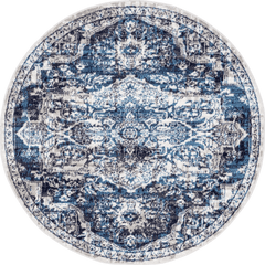 Isolated view of Blue Round Whitny Shaded Medallion Rug, showcasing its design