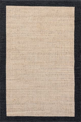 Isolated view of Grey Rectangle Suellen Bordered Handwoven Jute-Blend Rug, showcasing its design