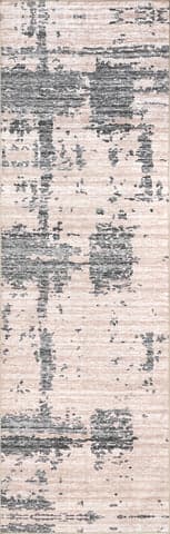 Isolated view of Grey Runner Abstract Washable Rug, showcasing its design