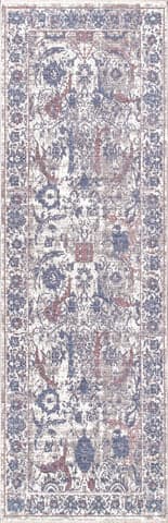 Isolated view of Blue Runner Persian Charmia Fringe Rug, showcasing its design