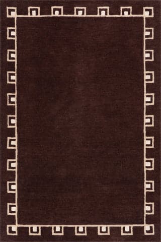 Isolated view of Dark Brown Rectangle Yves Bordered Wool Rug by Nate Berkus, showcasing its design