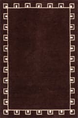 Isolated view of Dark Brown Rectangle Yves Bordered Wool Rug by Nate Berkus, showcasing its design