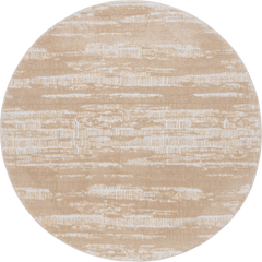 Isolated view of Sand Round Rara Plush Textured Washable Rug, showcasing its design