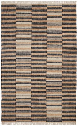 Ravel Stripe Handwoven Wool Rug | Black