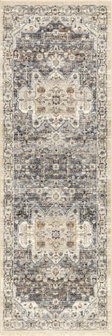 Isolated view of Light Blue Runner Angelique Vintage Medallion Rug, showcasing its design
