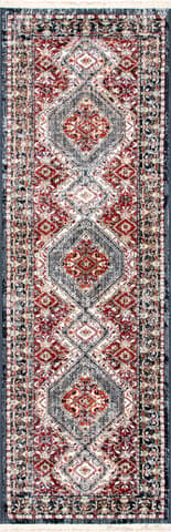 Isolated view of Multicolor Runner Herati Helix Fringe Rug, showcasing its design