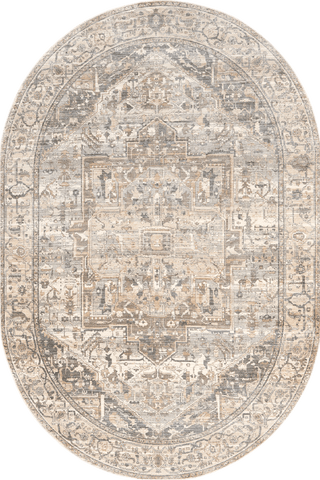 Isolated view of Neutral Oval Forever Vintage Rug, showcasing its design
