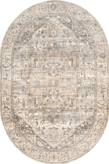 Isolated view of Neutral Oval Forever Vintage Rug, showcasing its design