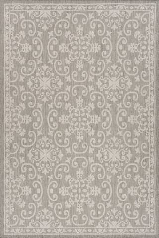 Isolated view of Grey Rectangle Laynea Traditional Paisley Indoor/Outdoor Rug, showcasing its design
