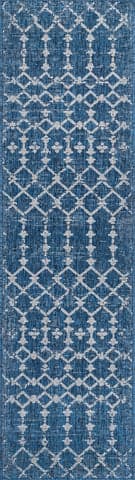 Isolated view of Blue Runner Modern Trellis Indoor/Outdoor Rug, showcasing its design