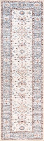 Isolated view of Light Beige Runner Ivied Blossoms Washable Rug, showcasing its design
