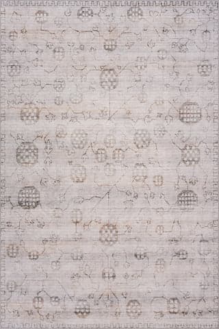 Isolated view of Beige Rectangle Jolen Traditional Washable Rug, showcasing its design