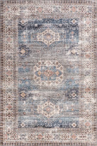 Isolated view of Blue Runner Allison Faded Spill Proof Washable Rug, showcasing its design