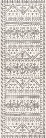 Isolated view of Ivory Runner Diamond Bordered Indoor/Outdoor Rug, showcasing its design