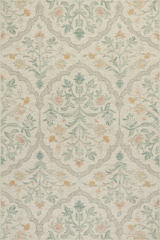 Isolated view of Ivory Rectangle Silema Floral Transitional Rug, showcasing its design