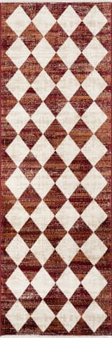 Isolated view of Red Runner Vanni Checkered Fringed Rug, showcasing its design
