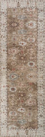 Isolated view of Brown Runner Anoukis Washable Rug, showcasing its design