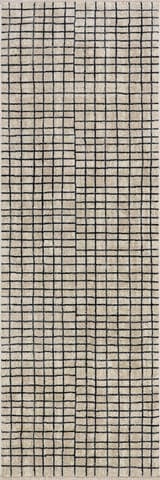 Isolated view of Beige Runner Lizenna Modern Checkered Rug, showcasing its design