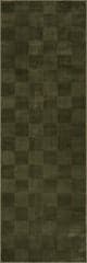 Isolated view of Green Runner Minra Ribbed Checkered Plush Textured Washable Rug, showcasing its design
