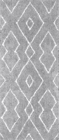 Isolated view of Grey Runner Double Diamond Lattice Shag Rug, showcasing its design
