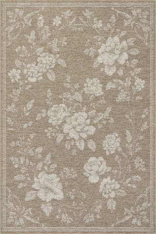 Isolated view of Beige Rectangle Fanesey Floral Farmhouse Rug, showcasing its design