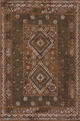 Isolated view of Brown Runner Solia Traditional Medallion Indoor/Outdoor Rug, showcasing its design