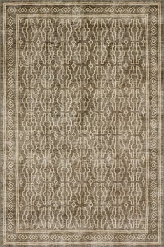 Isolated view of Khaki Rectangle Vale Global Trellis Washable Rug, showcasing its design