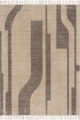 Isolated view of Natural  Shomar Bohemian Abstract Striped Rug, showcasing its design