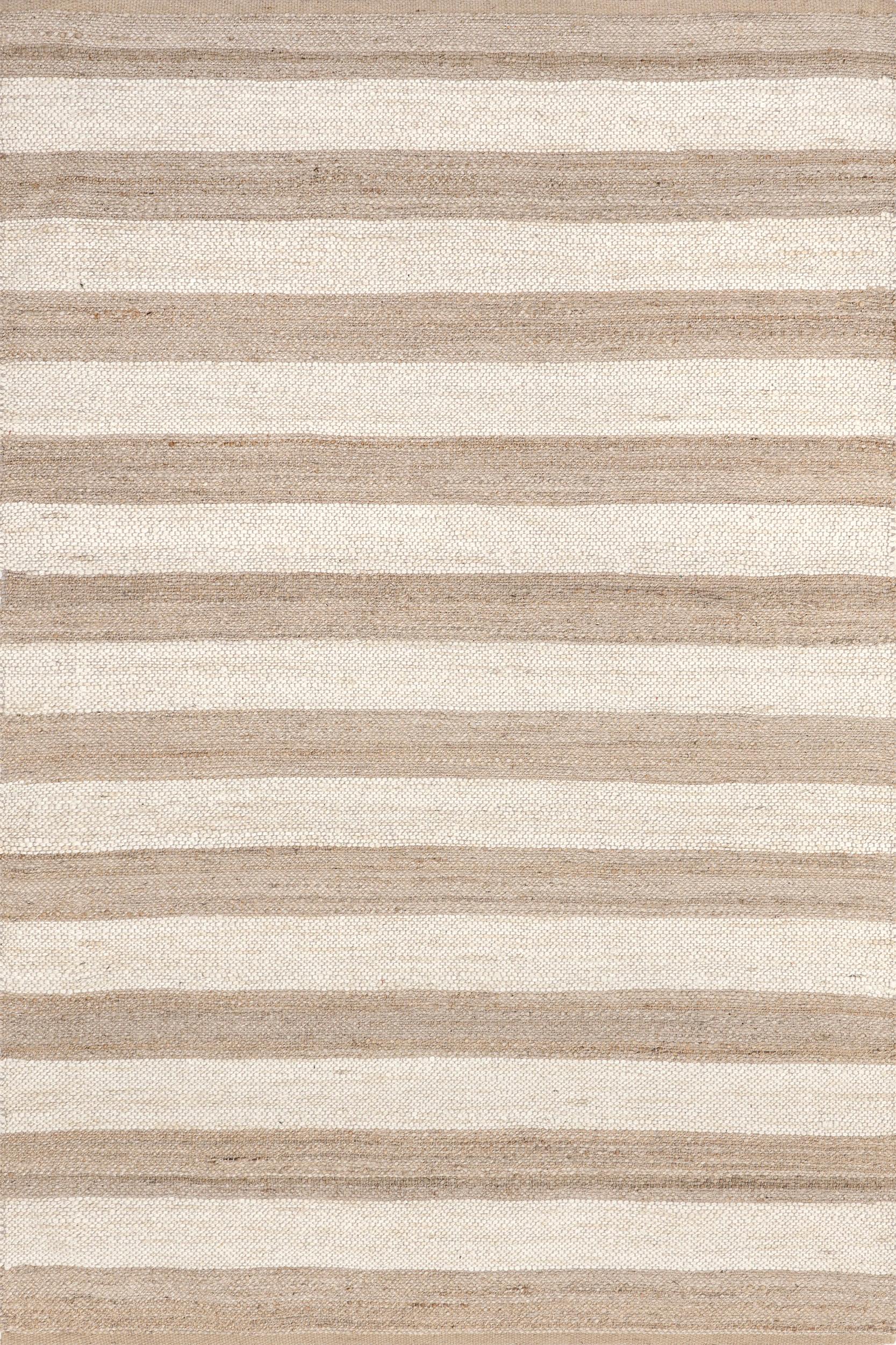 Jute And Denim Even Stripes Rug | Off White - 4x6