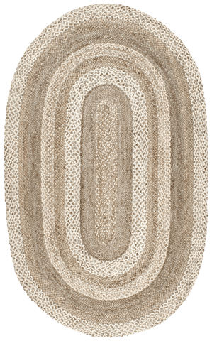 Isolated view of Natural Oval Braided Bengal Jute Rug, showcasing its design