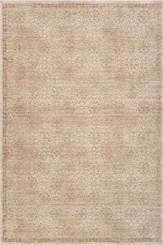 Isolated view of Tan Rectangle Velvenne Traditional Vintage & Distressed Rug, showcasing its design